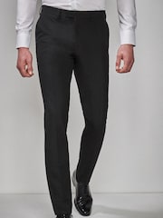 Black Slim Fit Tuxedo Suit Trousers - Image 1 of 5