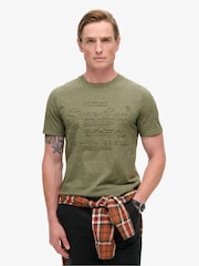 Superdry Green Embossed Vl Graphic T-Shirt - Image 1 of 6