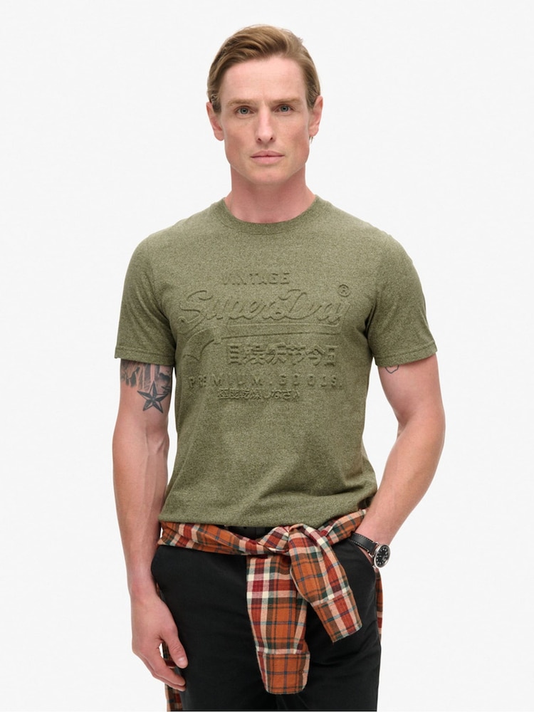 Superdry Green Embossed Vl Graphic T-Shirt - Image 1 of 6