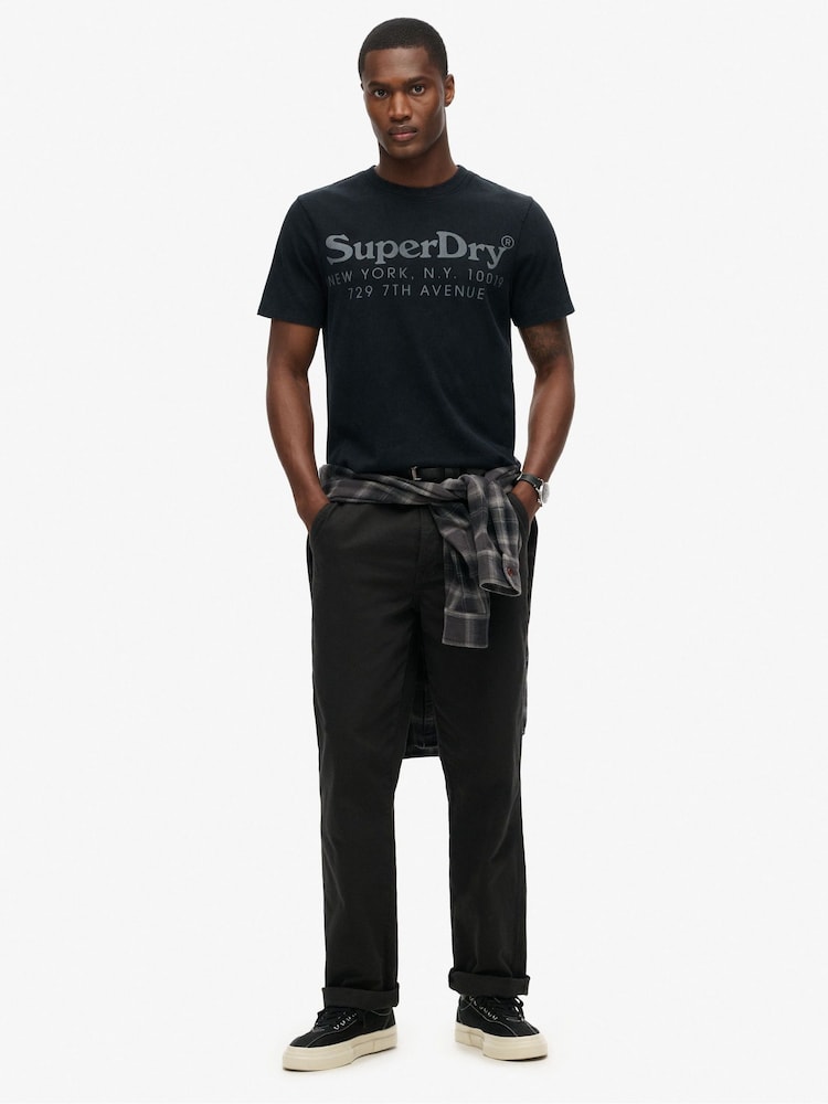 Superdry Black 100% Cotton Tonal Venue Logo T-Shirt - Image 2 of 5