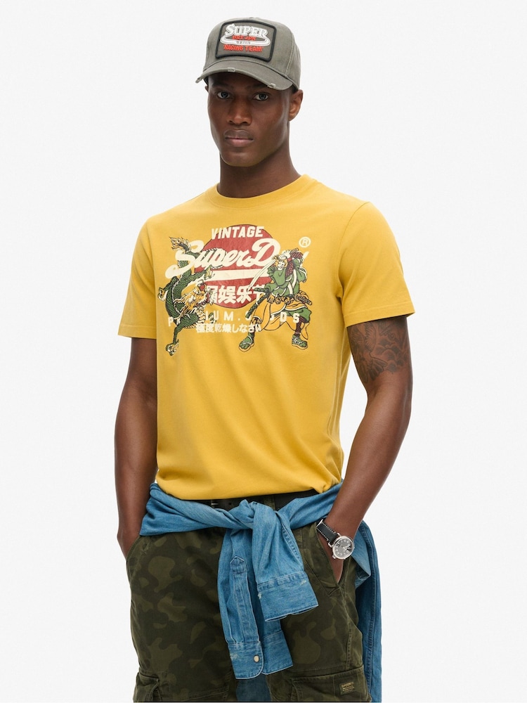 Galben ulei - Tricou din bumbac cu model grafic Superdry 100% Tokyo - Image 1 of 5