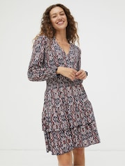 FatFace Brown Amba Ikat Geo Jersey Dress - Image 1 of 5