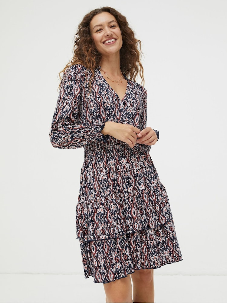 FatFace Brown Amba Ikat Geo Jersey Dress - Image 1 of 5
