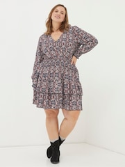 FatFace Brown Amba Ikat Geo Jersey Dress - Image 3 of 5