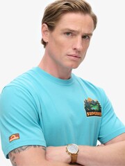 Superdry Maui Blue 100% Cotton Travel Postcard Chest T-Shirt - Image 3 of 5