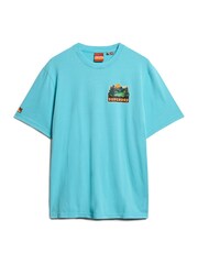 Superdry Maui Blue 100% Cotton Travel Postcard Chest T-Shirt - Image 4 of 5