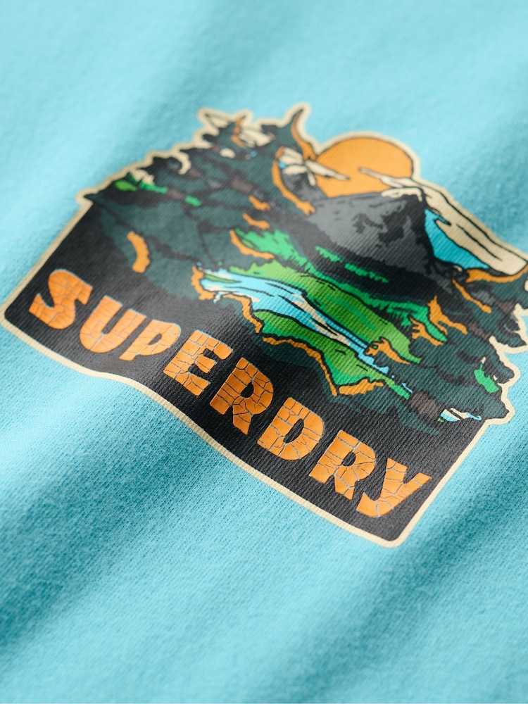 Superdry Maui Blue 100% Cotton Travel Postcard Chest T-Shirt - Image 5 of 5