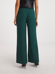 JD Williams Green Petrol Magisculpt Satin Back Wide Leg Trousers - Image 2 of 4