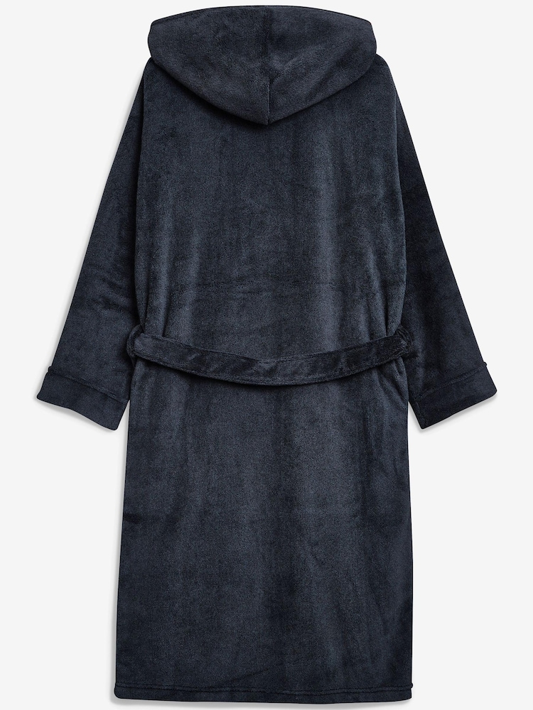 Bleu marine - Robe de chambre super douce À capuche - Image 3 of 5