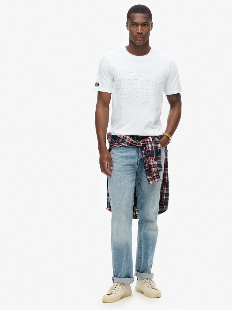 Superdry Winter White 100% Cotton Embossed Logo Graphic T-Shirt - Image 2 of 6
