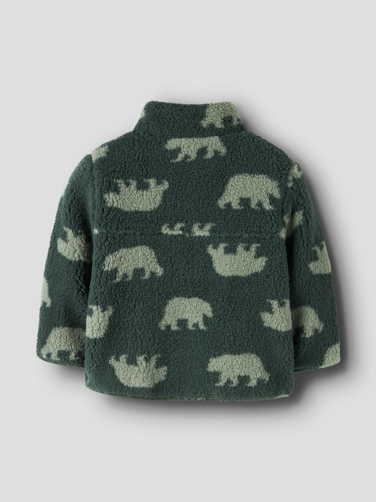 Name It Green Bear Printed Teddy Fleece Jacket - Image 3 of 3 Name It Green Bear Printed Teddy Fleece Jacket - Image 3 of 3