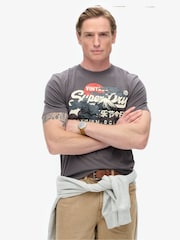 Superdry Dark Grey 100% Cotton Tokyo Graphic T-Shirt - Image 1 of 5