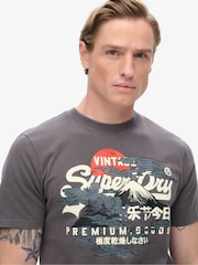 Superdry Dark Grey 100% Cotton Tokyo Graphic T-Shirt - Image 3 of 5