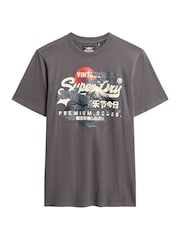 Superdry Dark Grey 100% Cotton Tokyo Graphic T-Shirt - Image 4 of 5