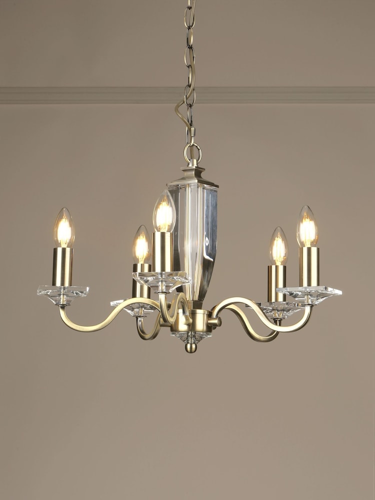 Laura Ashley Brass Carson Cut Glass 5 Light Chandelier Ceiling Light - Image 1 of 5