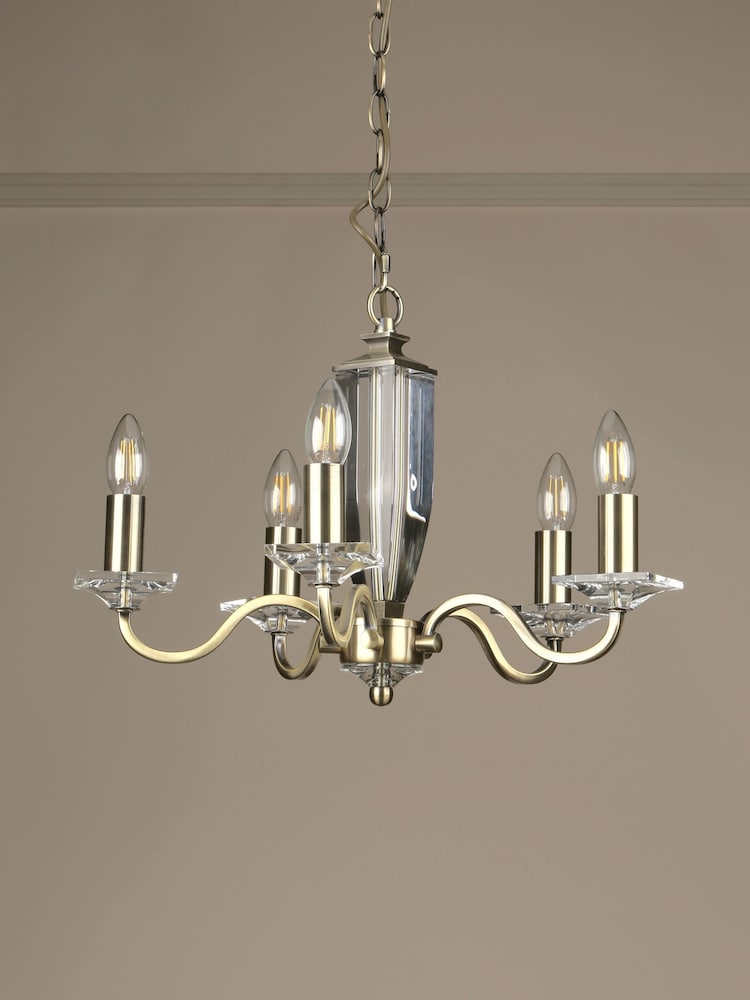 Laura Ashley Brass Carson Cut Glass 5 Light Chandelier Ceiling Light - Image 2 of 5