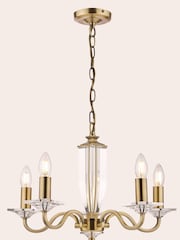 Laura Ashley Brass Carson Cut Glass 5 Light Chandelier Ceiling Light - Image 3 of 5