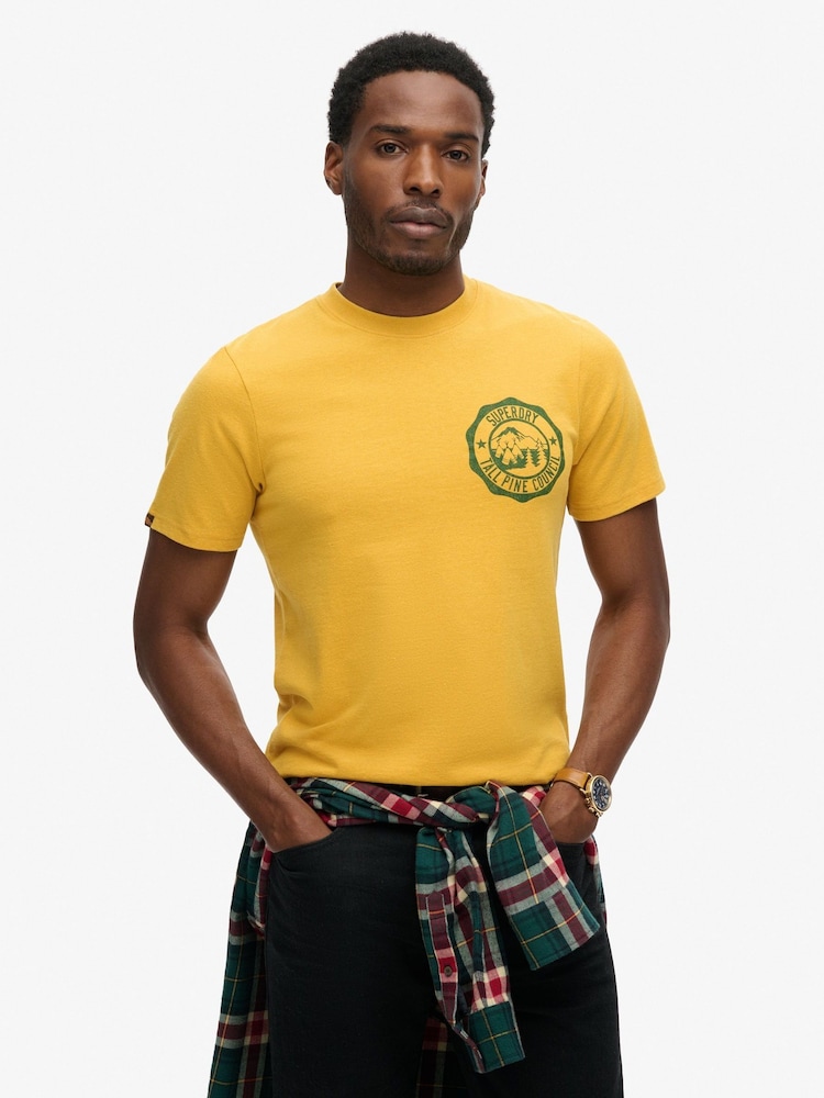 Superdry Yellow Lo-Fi Outdoor Graphic T-Shirt - Image 1 of 6