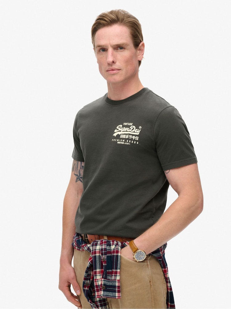 Superdry Washed Black 100% Cotton Tokyo Graphic T-Shirt - Image 1 of 5