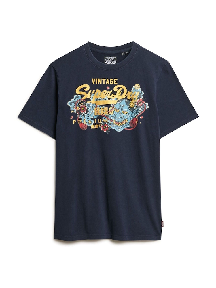 Superdry Deep Navy 100% Cotton Tokyo Graphic T-Shirt - Image 4 of 4