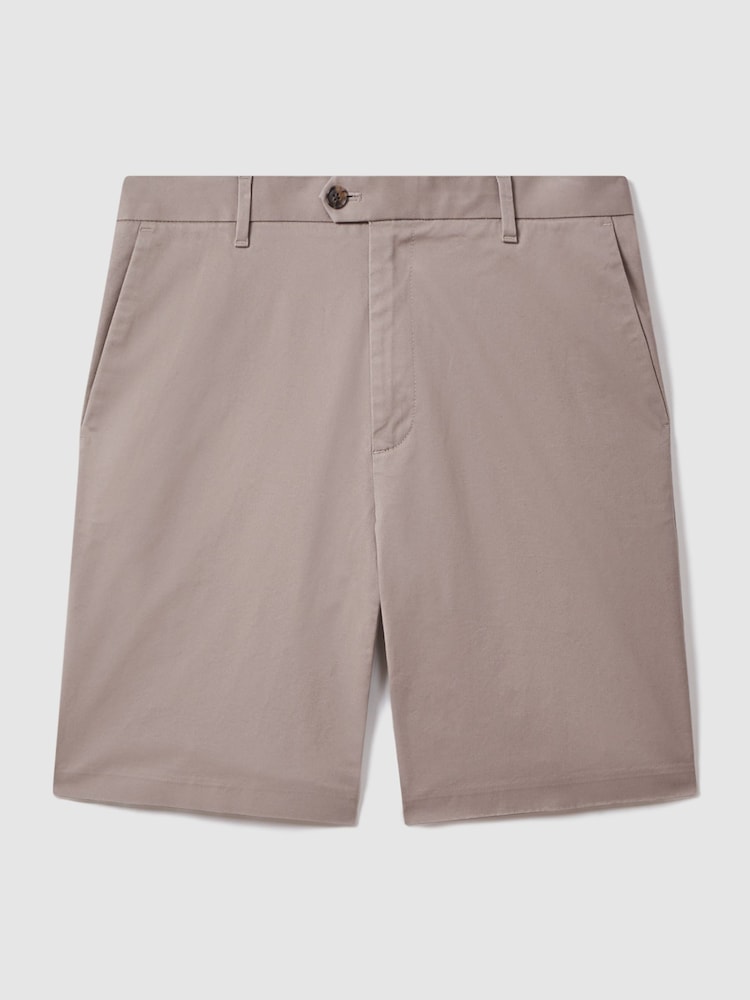 Marrón seta - Reiss Wicket Cotton Chino Shorts with Stretch - Imagen 2 de 6