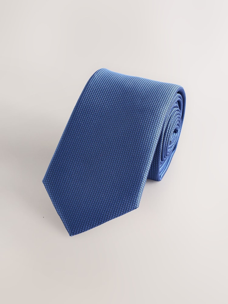 Steel Blue Slim Textured Tie - Image 1 of 3 Steel Blue Slim Textured Tie - Image 1 of 3