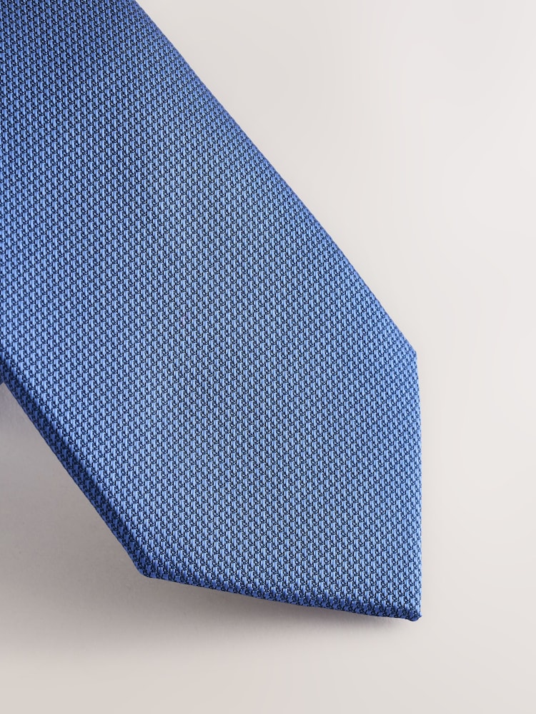 Steel Blue Slim Textured Tie - Image 2 of 3 Steel Blue Slim Textured Tie - Image 2 of 3