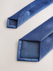 Steel Blue Slim Textured Tie - Image 3 of 3