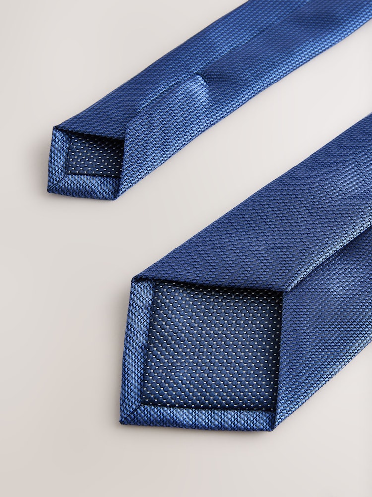 Steel Blue Slim Textured Tie - Image 3 of 3 Steel Blue Slim Textured Tie - Image 3 of 3