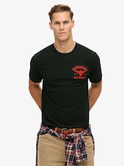 Schwarz - Superdry Lo-Fi lockeres T-Shirt mit Biker-Grafik aus 100 % Baumwolle - Bild 1 von 5