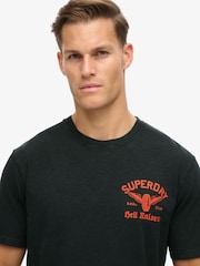 Schwarz - Superdry Lo-Fi lockeres T-Shirt mit Biker-Grafik aus 100 % Baumwolle - Bild 3 von 5