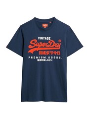 Superdry Blue Vintage Logo Duo 100% Cotton T-Shirt - Image 6 of 6
