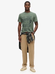 Superdry Laurel Khaki Slub 100% Cotton Workwear Script Graphic T-Shirt - Image 2 of 5