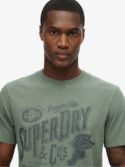 Superdry Laurel Khaki Slub 100% Cotton Workwear Script Graphic T-Shirt - Image 3 of 5