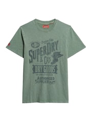 Superdry Laurel Khaki Slub 100% Cotton Workwear Script Graphic T-Shirt - Image 4 of 5