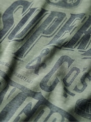 Superdry Laurel Khaki Slub 100% Cotton Workwear Script Graphic T-Shirt - Image 5 of 5