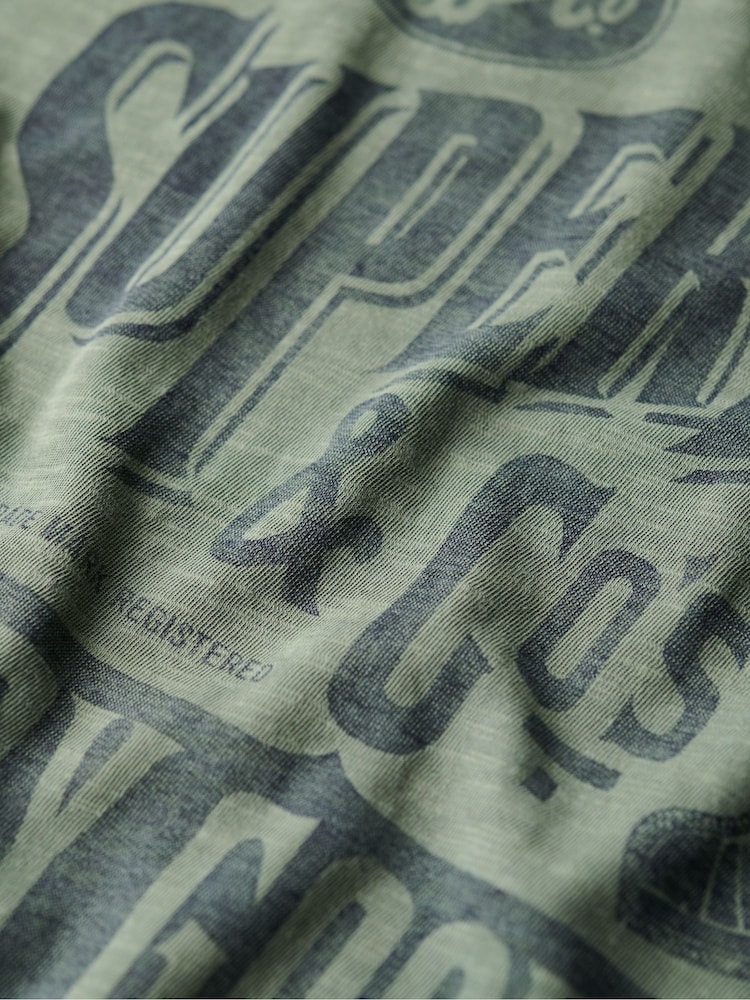 Superdry Laurel Khaki Slub 100% Cotton Workwear Script Graphic T-Shirt - Image 5 of 5