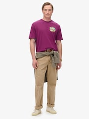 Superdry Purple 100% Cotton Travel Postcard Chest T-Shirt - Image 2 of 5
