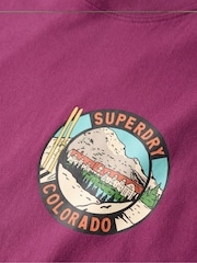 Superdry Purple 100% Cotton Travel Postcard Chest T-Shirt - Image 5 of 5