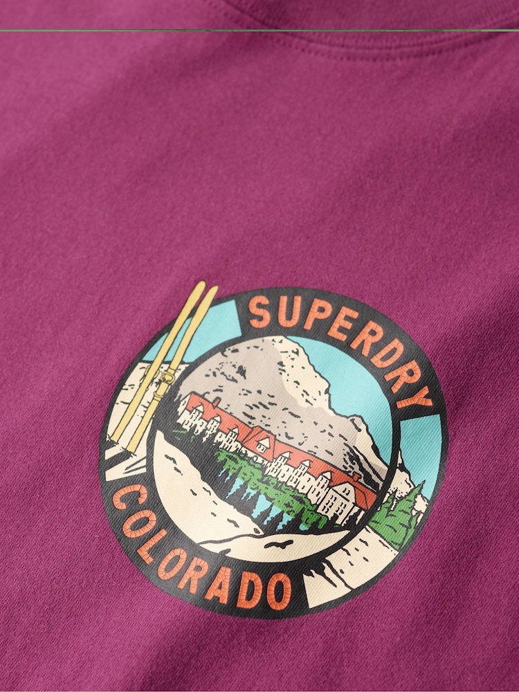 Superdry Purple 100% Cotton Travel Postcard Chest T-Shirt - Image 5 of 5