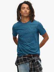 Superdry Teal Grit Embossed Vl Graphic T-Shirt - Image 1 of 5