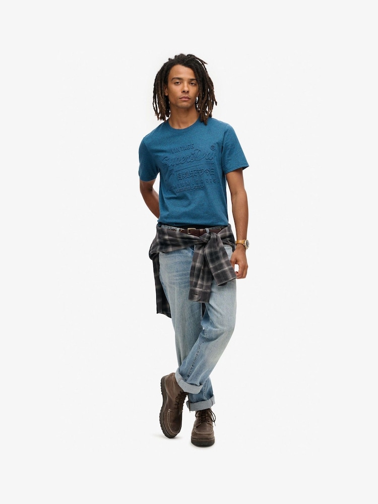 Superdry Teal Grit Embossed Vl Graphic T-Shirt - Image 2 of 5