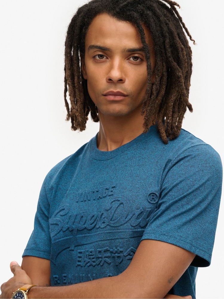 Superdry Teal Grit Embossed Vl Graphic T-Shirt - Image 3 of 5
