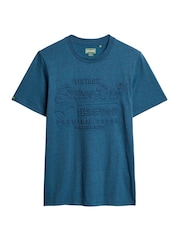 Superdry Teal Grit Embossed Vl Graphic T-Shirt - Image 4 of 5