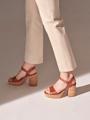 Dune London Brown Platform Block Heel Jodi Sandals - Image 3 of 7