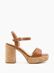 Dune London Brown Platform Block Heel Jodi Sandals - Image 4 of 7