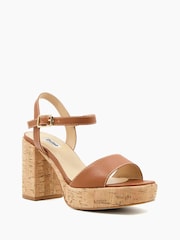 Dune London Brown Platform Block Heel Jodi Sandals - Image 5 of 7