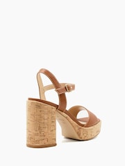 Dune London Brown Platform Block Heel Jodi Sandals - Image 6 of 7