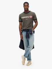 Superdry Dusky Slate Grey Ringer Workwear Graphic T-Shirt - Image 2 of 5