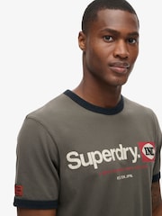 Superdry Dusky Slate Grey Ringer Workwear Graphic T-Shirt - Image 3 of 5
